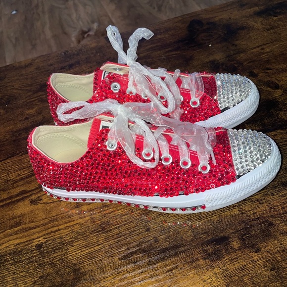 custom made red blinged-out converse - Picture 2 of 9